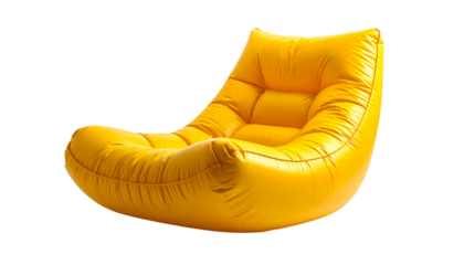 A single yellow inflatable chair isolated on solid white background5