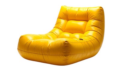 A single yellow inflatable chair isolated on solid white background3