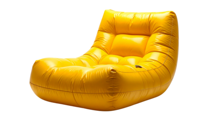 A single yellow inflatable chair isolated on solid white background3