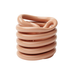 Minimal cylindrical silicone container with a spiral in a light peach color transparent background