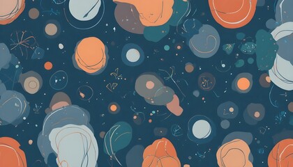 Abstract seamless vector background with minimal hand drawn organic shapes for wall art fabric prints posters