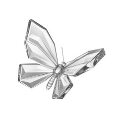 A translucent geometric butterfly with faceted wings and segmented body transparent background