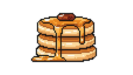 Pixel Art Pancake Stack Food Icon Transparent PNG
