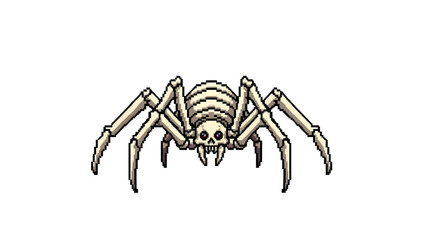 Pixel Art Skeleton Spider Monster Icon Transparent PNG