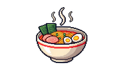 Pixel Art Ramen Bowl Food Icon Transparent PNG