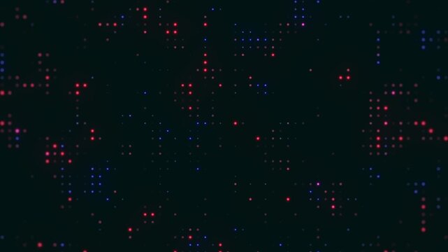 Abstract Red and Blue Digital Particles. Cyber Security or Virus Data Map Concept.
