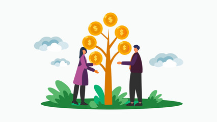 Business professionals nurturing financial growth together