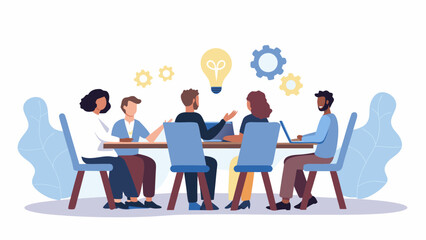 Diverse team brainstorming ideas in modern meeting