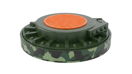 3D Camouflage Anti-Personnel Landmine on transparent background