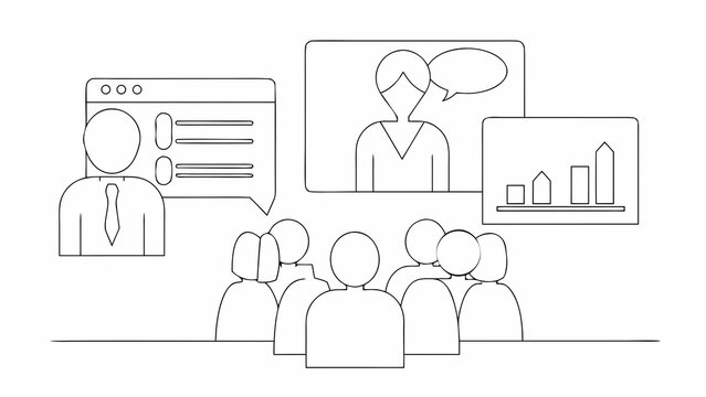 Business team engaging in virtual meeting with data presentation - Powered by Adobe