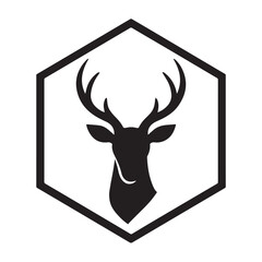 Hexagon-framed deer silhouette ideal for contemporary product label graphics.