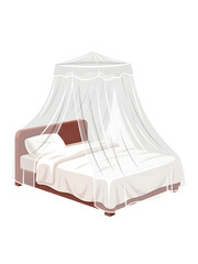 Mosquito net over bed for malaria prevention during sleep