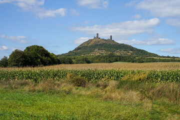 Historic castle ruins Hazmburk, popular landmark in Czech Republic