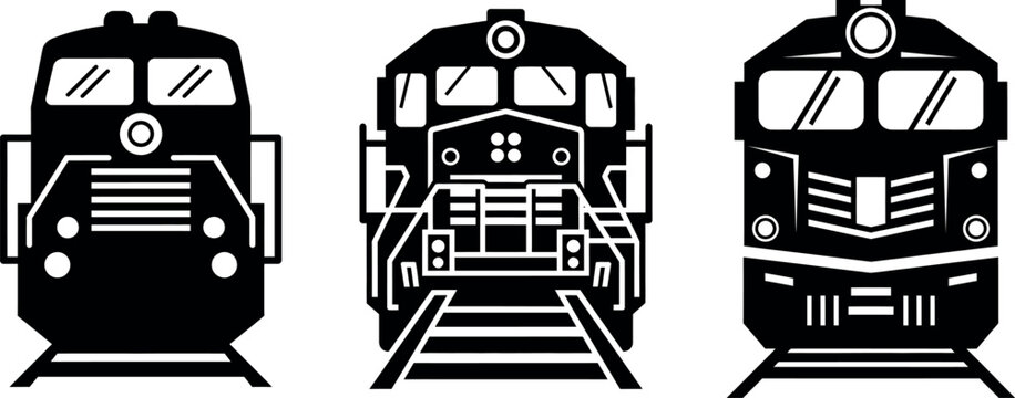 Train locomotive icons set