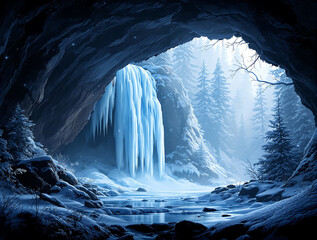 ice cave with icicles