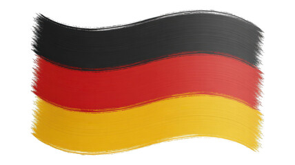 A wavy flag with black red and yellow horizontal stripes on a black transparent background