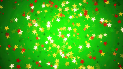 Colorful Star Pattern on Green Background