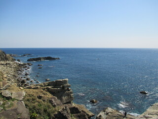 宮崎県串間市都井岬、太平洋を望む美しい海の風景