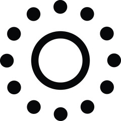 Brightness icon, Sun button sign, Light interface symbol, Contrast illustration, Display Saturation pictogram Vector illustration