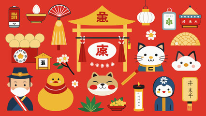 Fototapeta premium set of funny cartoon characters