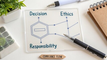 Diagram of Decision-Making Process with Ethics and Responsibility Concepts Illustrated for Business Compliance Guidance