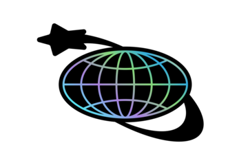Y2K Colorful Globe with Star Orbit Logo for Streetwear Design