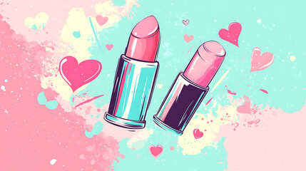 A cute cosmetic-themed background, perfect for use as a decorative backdrop or wallpaper.