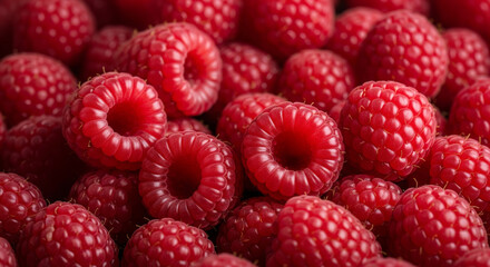 Fresh Ripe Raspberries Close Up Background