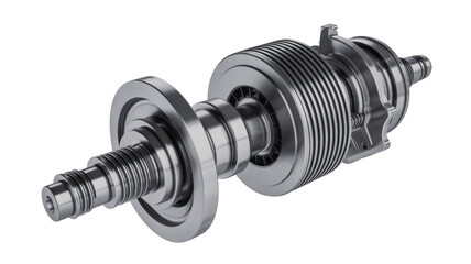 Metal Shaft with Grooves, Transparent Background