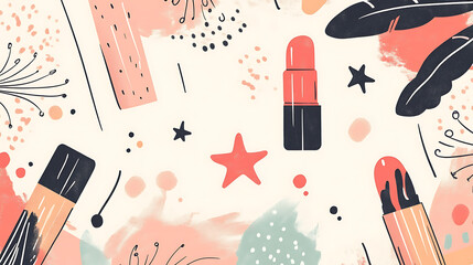 A cute cosmetic-themed background, perfect for use as a decorative backdrop or wallpaper.