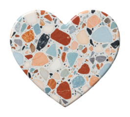 Colorful heart-shaped terrazzo home modern isolated on transparent background