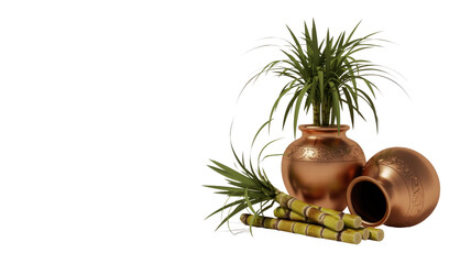 Pongal Pot and Sugarcane