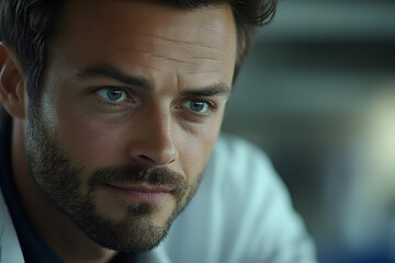 Close-up Portrait of a Man with a Thoughtful Expression