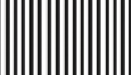 Seamless pattern of thin vertical stripes in black and white creating classic optical illusion effect with smooth gradient shading for modern design and decoration