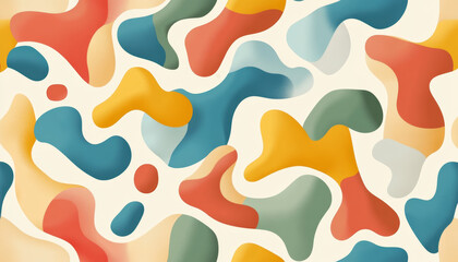 Abstract colorful seamless pattern with smooth organic shapes and soft gradients creating modern and vibrant design full of energy and flow