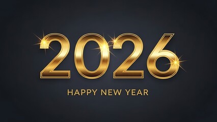 Metallic gold 2026 happy new year typography on dark background