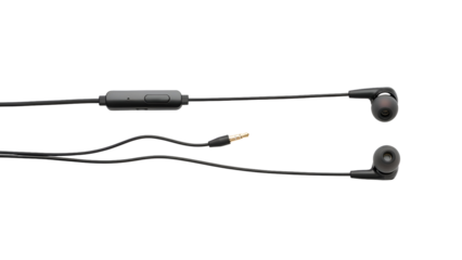 Black wired earphones with inline microphone