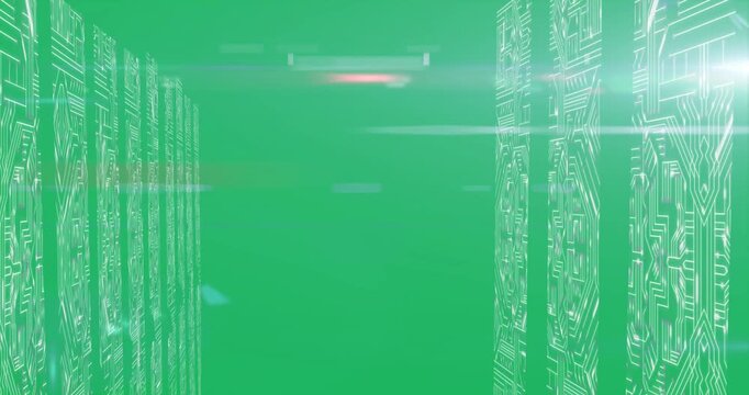 Server Hallway with lights on Alpha Channel