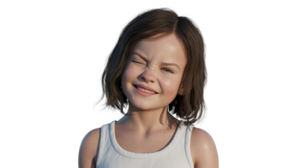 Winking Girl Portrait Isolated