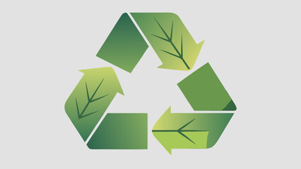 Obraz premium Green Recycling Icon with Leaf Pattern Arrows for Environmental Sustainability Concept