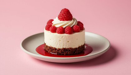 Mini Berry Dessert Cake on Plate Small Pastry Food Photography Sweet Snack
