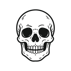 Fototapeta premium Black and white outline illustration of human skull
