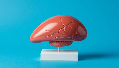 Liver mockup medical training model on blue background