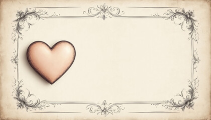 Retro Design Template with Hand Drawn Border Heart Emoji and Blank Area for Text