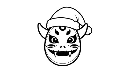 Fototapeta premium A cartoon character with a Santa hat is viewed from the front