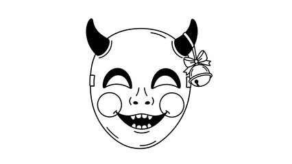 Cheerful Demon Mask Illustration, Graphic Art, Modern Style, Creative Design, Joyful Vibe