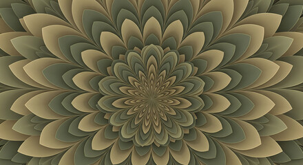 Illustration numérique d'un motif fractal abstrait ou d'un mandala, souvent utilisé comme arrière-plan ou élément de design. 