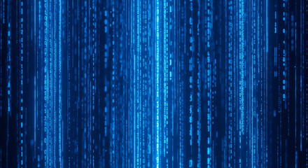 Digital Data Stream: The image presents a dynamic digital data stream cascading downwards, a visual representation of the modern technological landscape.