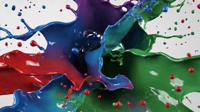 Colorful Paint Splashes in Motion - A Vibrant Abstract Art.