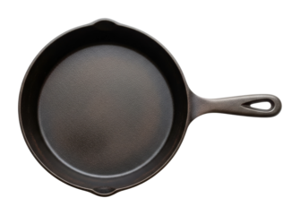 Cooking action with cast iron skillet kitchen food isolated on transparent background